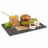 Novaliv Schieferplatte rechteckig I 40x30x0,5 cm I Schiefer Platte Schieferteller Servierteller Servierplatte Schiefer Steinplatte Frühstücksplatte
