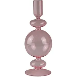 Kerzenständer AM DESIGN "Kerzenhalter mit kunstvollen Ausbuchtungen", rosa, H:22cm Ø:10cm, Glas, Kerzenhalter, Stabkerzenhalter aus Glas, Dekoobjekt
