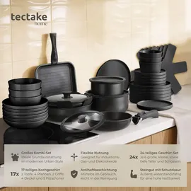 Tectake Küchenstarterset Topf-Set 41-tlg. Töpfe + Geschirr