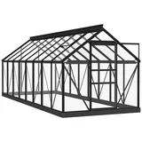 vidaXL Glas Gewächshaus Anthrazit 155x395,5x191 cm Aluminium