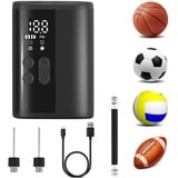 Woowind P101 Ballpumpe Fußball mit Powerbank, LED Display und Eingebetteter Ballnadel für Basketball, Volleyball und Mehr mit 4000 mAh Akku (P101-Black)...