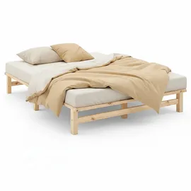 Homestyle4u Palettenbett 140 x 200 cm Braun