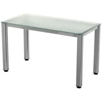 Rocada Schreibtisch Executive BxTxH 120x60x73cm Gestell verchromt Platte Glas satiniert.