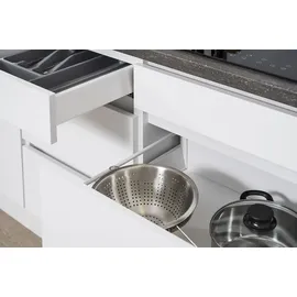 Respekta Winkelküche Lorena L-Form 345 x 175 cm E-Geräte schwarz hochglänzend/weiß