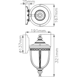 Elstead Lighting Außenwandleuchte Aluminium, Glas, Metall, Stahl H:32,0 cm E27 IP44 bronze