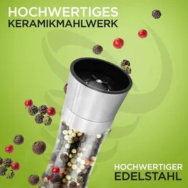 HEIMwert Salz- und Pfeffermühlen Set Gewürzmühle 19 cm Weiß unbefüllt