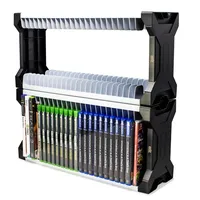 ADZ Universal Game Holder - 46 Game Storage Tower Rack for PS2 PS3 PS4 PS5 PSP Xbox 360 Xbox One Series X Wii Switch Games DVD and Blu-Ray Disks Includes 2 Controller Mounts (White)
