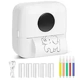 Otyzery Mini Drucker, Tragbarer Smartphone Fotodrucker, Inkless Thermodrucker mit 5 Rollen Druckerpapie und 5 Buntstifte, Wireless Bluetooth Taschendrucker für Fotos, Journal, Notizen, Lernnotizen