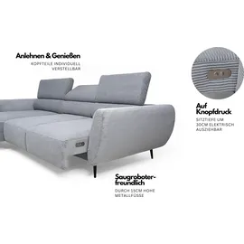 werk2 Ecksofa WERK2 "Alisson, mit elektrischer Sitztiefenverstellung, L-Form, Breite 277 cm", beige, B:277cm H:76cm T:174cm, 90% Polyester, 10% Nylon, Sofas, Ecksofa, Alisson – flexibler Komfort mit modernem Design und smarten Details.