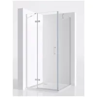 IMPTS Eckdusche Duschkabine Duschtür Falttür mit Seitenwand, BxT: 120x90 cm, Sicherheitsglas, Set, Mit Hochwertigen Aluminiumprofilen in Silber, Rahmenlos Duschabtrennung Eckeinstieg Duschtür Flatbar 120 cm x 195 cm x 90 cm