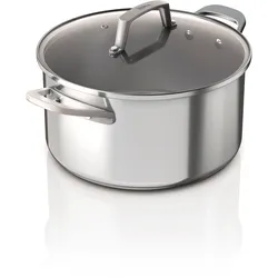 Kochtopf NINJA "Ninja Suppentopf aus Edelstahl C602DE", silber (edelstahlfarben), H:16,60cm Ø:20cm, Töpfe, Edelstahl mit Aluminiumbeschichtung für gleichmäßiges Erhitzen