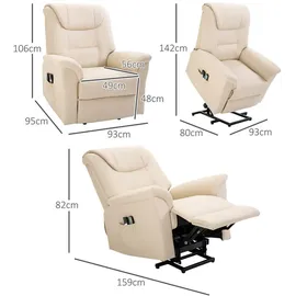 Homcom Fernsehsessel mit Aufstehhilfe, Verstellbarer Massagesessel Kunstleder, Creme