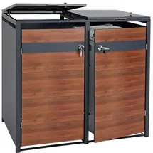Mendler Mülltonnenverkleidung HWC-J82 2er/4er 59 kg grau