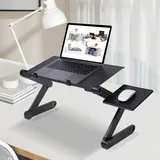 Klappbarer Betttisch, Laptop-Schreibtisch, faltbar, aus Aluminium, ergonomisch, neigbar, schwarz, Halterung für Tablet und Laptop, Betttisch, Computertisch