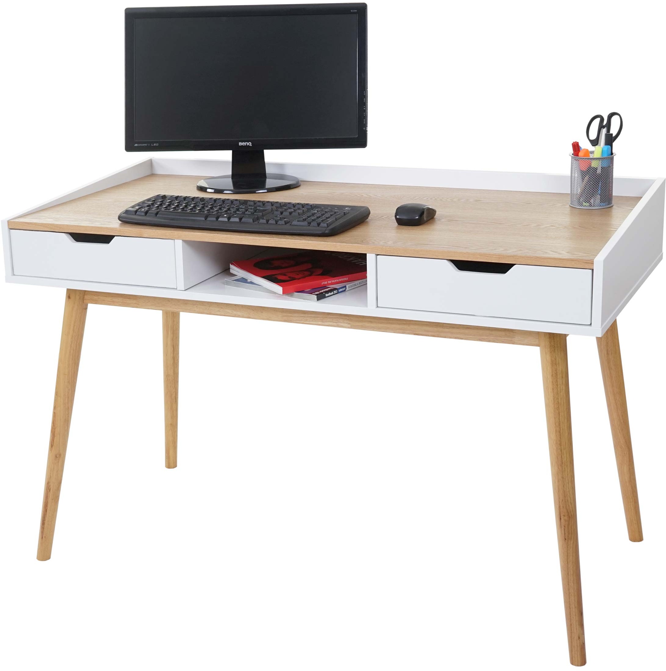 Schreibtisch HWC-A70, Computertisch Bürotisch, 120x55cm MDF Esche-Optik