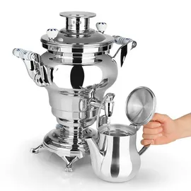 BEEM ODESSA + Samowar 3 l | Edelstahl | Türkischer Teekocher elektrisch | 1800 W| 1 l Edelstahl-Teekanne mit Sieb | 3 l Wasserkocher | NEU: Dispenser mit Einhand-Bedienung