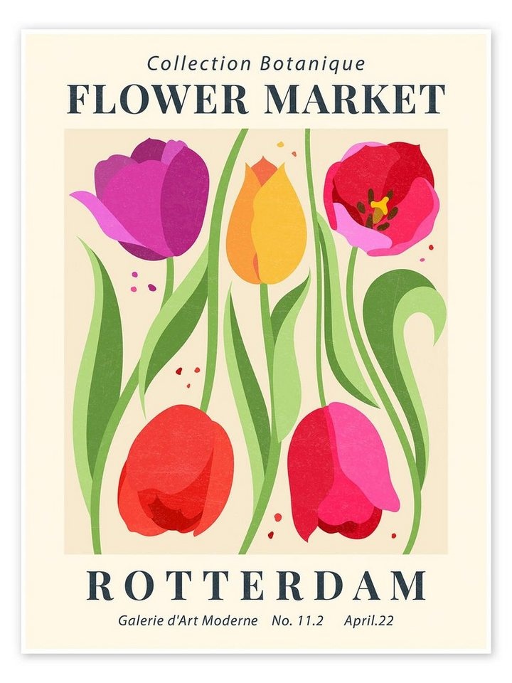 Posterlounge Poster TAlex, Flower Market Rotterdam, Modern Illustration rosa 60 cm x 80 cm