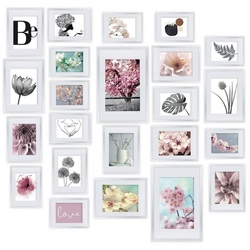 bomoe Bilderrahmen Blossom, 24er Set Fotowand Collage Fotorahmen mit Passepartout weiß