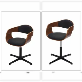 Mendler Esszimmerstuhl HWC-H46, Küchenstuhl, höhenverstellbar Drehmechanismus Bugholz Walnuss-Optik, Stoff dunkelgrau