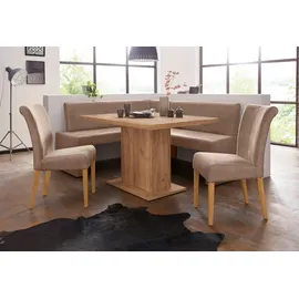 Home Affaire Eckbank »Barcelona«, In verschiedenen Stoffen und Farben beige, B:200cm H:88cm T:160cm, Holzwerkstoff, Massivholz, Polyester, Sitzbänke, Eckbank,