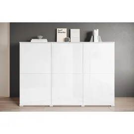 INOSIGN Highboard INOSIGN "Kenia, moderne grifflose Hochkommode mit 6 Türen, Breite 180 cm", weiß (weiß, weiß hochglanz), B:180cm H:125cm T:39,5cm, FSC-zertifizierter Holzwerkstoff, Sideboards, Highboard, Push-to-Open-Fronten, höhenverstellbaren Einlegeböden,
