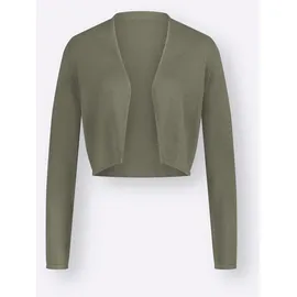 Inspirationen Bolero INSPIRATIONEN, Damen, Gr. 36, grün (khaki), 100% Baumwolle, unifarben, Strickjacken Bolero