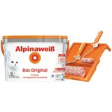 Alpina Wandfarbe - SET - Alpinaweiß Das Original 10L – inkl. Roller-Set und Farbwanne