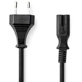 Nedis Stromkabel | Eurostecker | IEC-320-C7 | 0.50 m | Gerade | 2x 0.75 mm2 | Kupfer | flach | Nickel | H03VVH2-F 2x0.75mm2 | PVC | Netzstecker: Euro/Typ C (CEE 7/16) | Netzstromversorgung