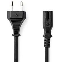 Nedis Stromkabel | Eurostecker | IEC-320-C7 | 0.50 m | Gerade | 2x 0.75 mm2 | Kupfer | flach | Nickel | H03VVH2-F 2x0.75mm2 | PVC | Netzstecker: Euro/Typ C (CEE 7/16) | Netzstromversorgung