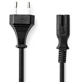 Nedis Stromkabel | Eurostecker | IEC-320-C7 | 0.50 m | Gerade | 2x 0.75 mm2 | Kupfer | flach | Nickel | H03VVH2-F 2x0.75mm2 | PVC | Netzstecker: Euro/Typ C (CEE 7/16) | Netzstromversorgung