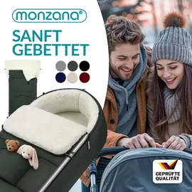 monzana Fußsack Kinderwagen Baby Winter mit Handwärmer Reflektoren Reißverschluss Buggy Waschbar Babyschale Schlafsack Kuschelig, Anthrazit | Monzana