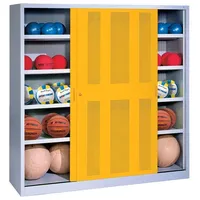 C+P Ballschrank mit Lochblech-Schiebetüren (Typ 4), HxBxT 195x190x60 cm,