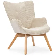 S-Style Lounge-Sessel Lenari Cordstoff 71 x 96 x 86 cm Beige