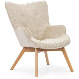 S-Style Lounge-Sessel Lenari Cordstoff 71 x 96 x 86 cm Beige