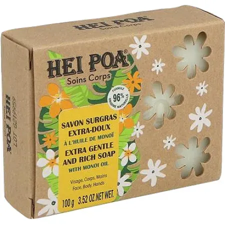 Hei Poa Extra Milde Rückfettende Seife Mit Monoi-Öl Gesicht, Körper und Hände 100g