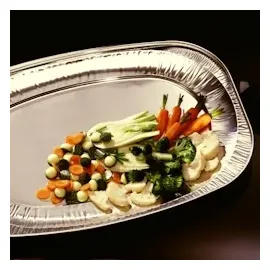 Papstar Starpak 3 Servierplatten, Alu oval 35 x 24,5 cm