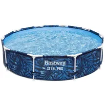 BESTWAY Steel Pro Frame Pool Ø 305 x 66 cm, tropisches Blatt-Design