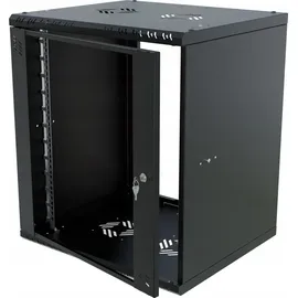 Stalflex Serverschrank, Netzwerkschrank 19" 12U, 450mm, Glastür Schwarz