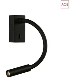 ACB LED Wandleuchte CIO 16/3239 Leseleuchte, 3W, 3000K, 285lm, IP20, mit Schalter, verstellbar, schwarz ACB-A3239101N