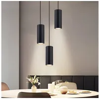 Nettlife Pendelleuchte Hängelampe GU10 Wohnzimmer Pendelleuchte Modern, höhenverstellbar, LED wechselbar, Wohnzimmer Küche Schlafzimmer beige|schwarz Runde Decke
