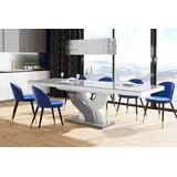 Design Esstisch Tisch HEB-111 Hochglanz ausziehbar 160 bis 256 cm - Grau