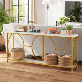 Costway Konsolentisch 180 x 40 x 75 cm gold weiß