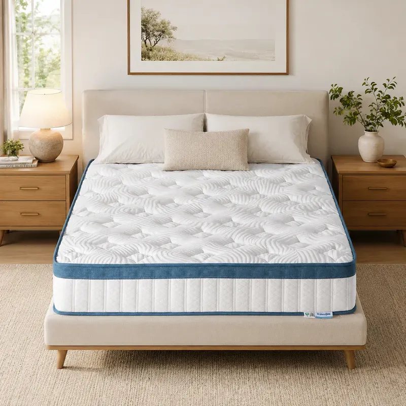 Einzelmatratze 90 x 200 cm, mittelfest, 25 cm hoch, Hybrid-Schlafsystem mit zonaler Federunterstützung, weicher Memory-Schaum-Layer, leiser Komfort und hautfreundlicher Tencel-Bezug