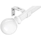 Gardinenstangen für Ösenvorhänge, einzelne Gardinenstange, weiße Gardinenstange mit verstellbaren Halterungen und runden Endstücken, für Wohnzimmer, Badezimmer, Schlafzimmer (59,9–144,8 cm, weiß)