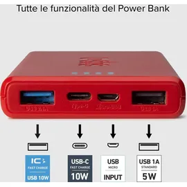 SBS TTBB10000FASTR 10.000 mAh - Red Powerbank (Akku) - 10000 mAh