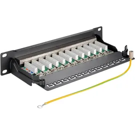 goobay CAT 6A Patch Panel 10 Zoll 12 Port Schwarz