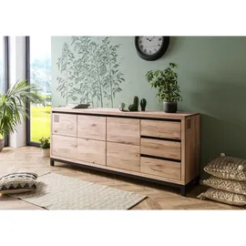 Massivmoebel24 Sideboard 210 x 85 x 45 cm Beige / Weiß
