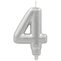 Papstar Zahlenkerze mit Halter 7 cm 12 St. Silber