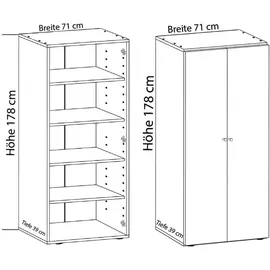 VCM Vandol Mehrzweckschrank 70 x 178 x 39 cm Weiß