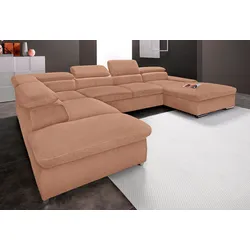 Wohnlandschaft SIT & MORE "Alcudia U-Form", braun, B:349cm H:73cm T:226cm, Primabelle-Microfaser, Korpus: Luxus-Kunstleder / Sitz und Rücken: Struktur (100% Polypropylen), Korpus: Struktur (100% Polypropylen) / Sitz und Rücken: Struktur (100% Polyester), Sofas, wahlweise mit Bettfunktion